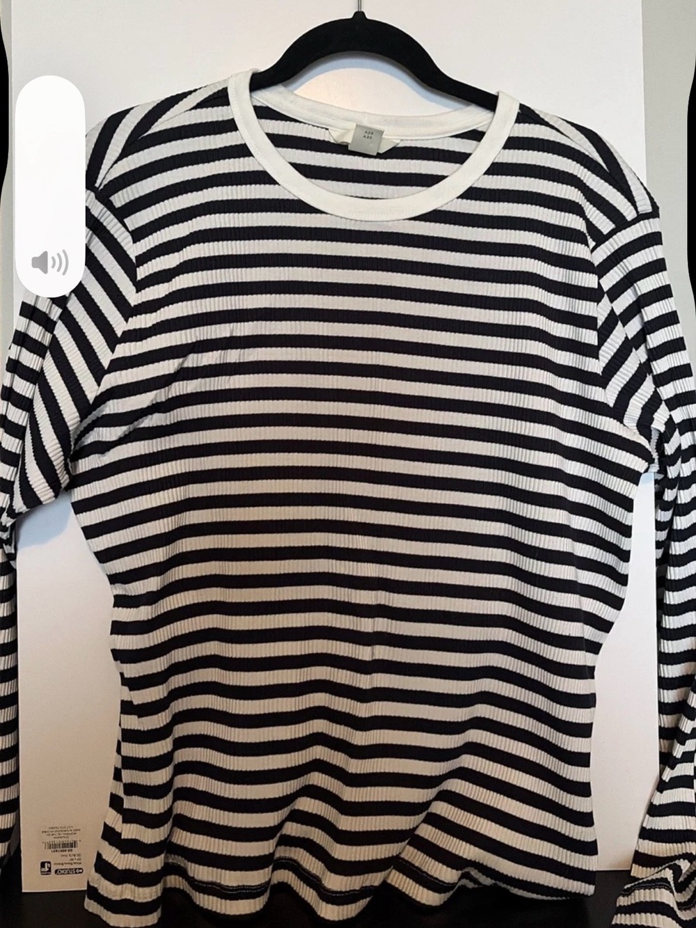 H&M Black and White Striped Ribbed Long Sleeve Tee